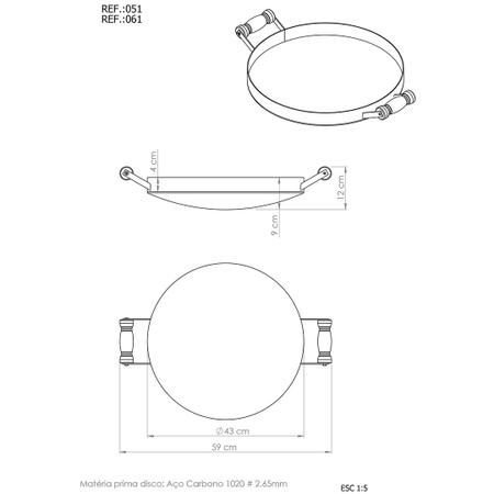 Imagem de Kit Fogareiro 110.1 Disco 43cm 051 Tampa 160.2 Papaléguas