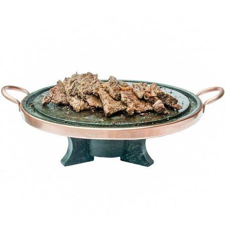 Imagem de Kit fondue de pedra sabao chapa 37 cm + panelas de 500 e 800 ml + 6 cumbucas + 6 garfinhos