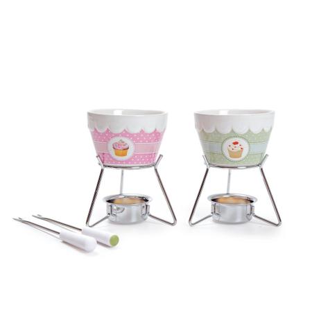 Imagem de Kit fondue individual pequeno cupcake ceramica