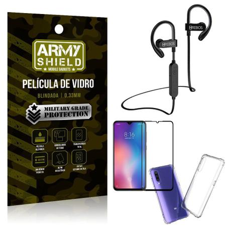 Imagem de Kit Fone Bluetooth Hrebos HS188 Mi 9 SE + Película 3D + Capa Anti Impacto - Armyshield