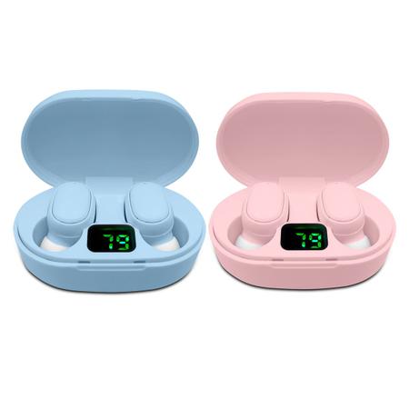 Imagem de Kit Fone De Ouvido Azul E Rosa Bluetooth Sem Fio In Ear 5.3