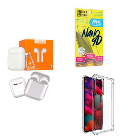 Kit Fone Sem fio + Capinha Motorola Edge20 + Película 9D - AGold Imagem de Kit Fone Sem fio + Capinha Motorola Edge20 + Película 9D