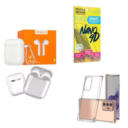 Kit Fone Sem Fio + Capinha Samsug Note20 Ultra + Película 9D - Agold Imagem de Kit Fone Sem Fio + Capinha Samsug Note20 Ultra + Película 9D