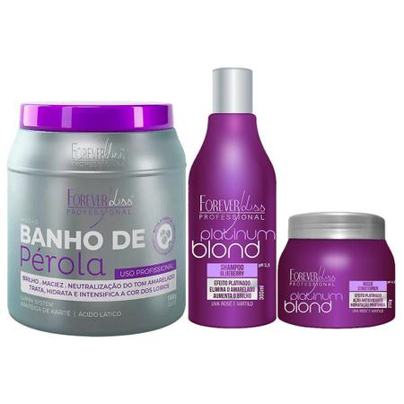 Imagem de Kit Forever Liss Platinum Blond Banho Pérola 1Kg