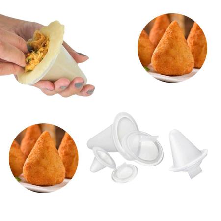 Imagem de Kit Forma de Coxinha 3 Tamanhos P M G e Forma Molde Pastel Salgados Risole 5 Tamanhos