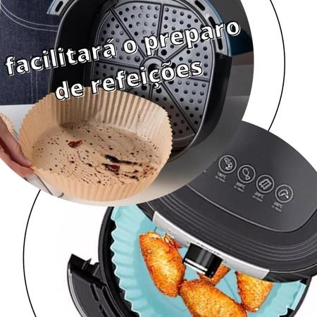 Kit 50 Formas Descartáveis Para airfryer Redondo Com Forros de