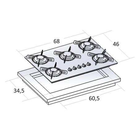 Imagem de Kit Forno Elétrico Embutir 45L Cooktop 5 Bocas Preto Safanelli