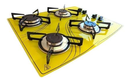 Imagem de Kit Forno Elétrico Embutir Coifa Gourmet 60cm Cooktop Amarelo 4Q Safanelli