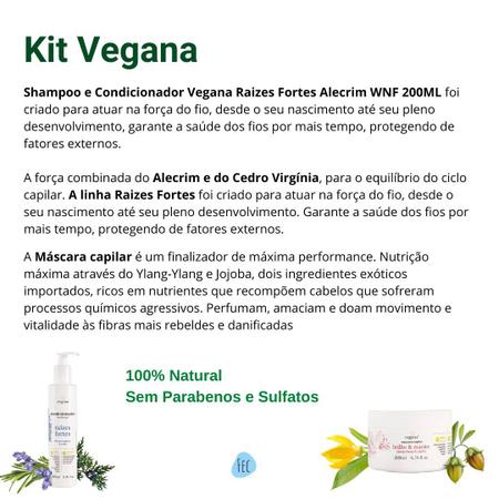 Imagem de Kit Fortificante Raízes Fortes Shampoo, Condicionador e Máscara Capilar Vegana 