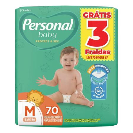 Imagem de Kit Fralda Descartável Infantil Personal Baby M-280 unidades