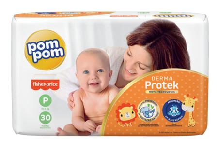 Imagem de Kit Fralda Pompom Derma Protek Jumbo  Tam P - ATACADO BARATO - 210 unidades/ Tiras