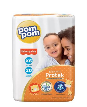 Imagem de Kit Fralda Pompom Derma Protek Jumbo  Tam XG - 160 fraldas - ATACADO BARATO