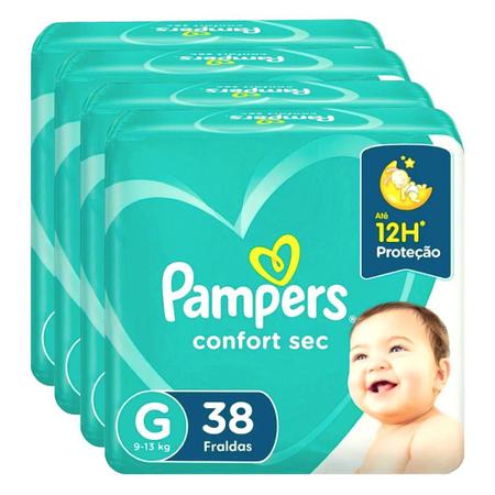 Imagem de Kit Fraldas Pampers Confort Sec G - 4 Pacotes 38 Unidades