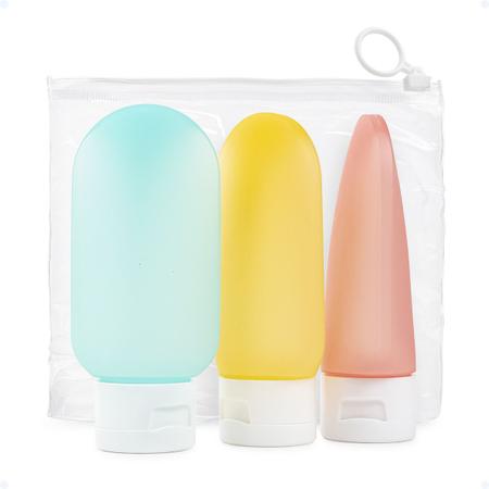 Imagem de Kit Frascos De Viagem Porta Shampoo Necessaire 4 Peças 60ml