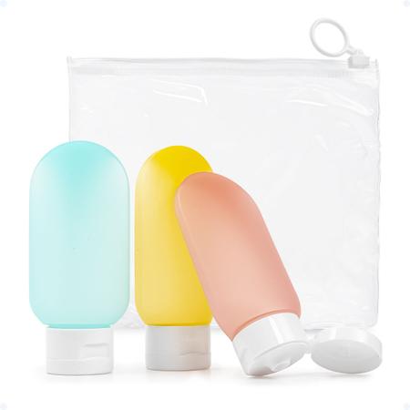 Imagem de Kit Frascos De Viagem Porta Shampoo Necessaire 4 Peças 60ml