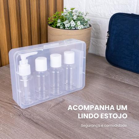 Imagem de Kit Frascos Viagem 5 Peças Creme Cosméticos Potes Necessaire