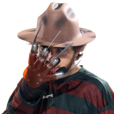 Imagem de Kit Freddy Krueger Adulto  Chapéu e Luva Acessórios de Fantasia