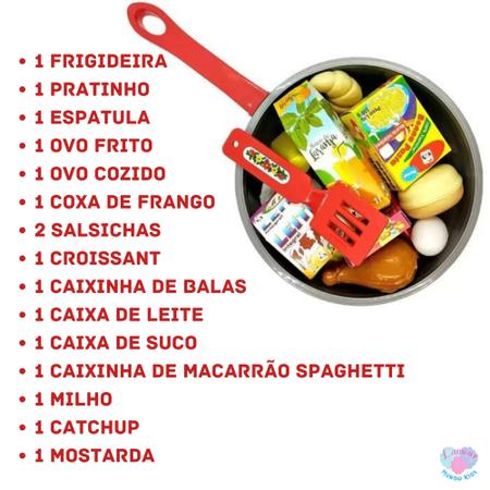 Kit Cozinha Infantil com Frigideira, Ovo e Salsicha - 7 Peças