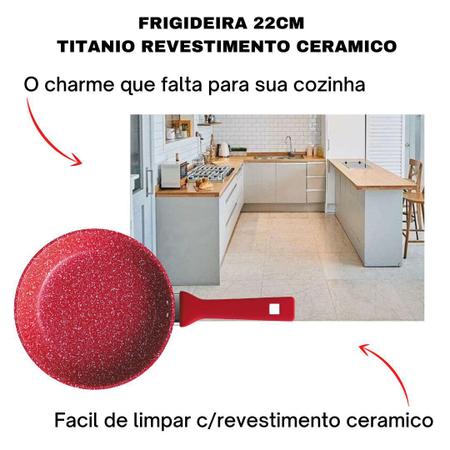 Imagem de Kit Frigideira e Leiteira Antiaderente Ceramica Cooktop Fogão Indução Colorstone Titanio Kit 2 Peças