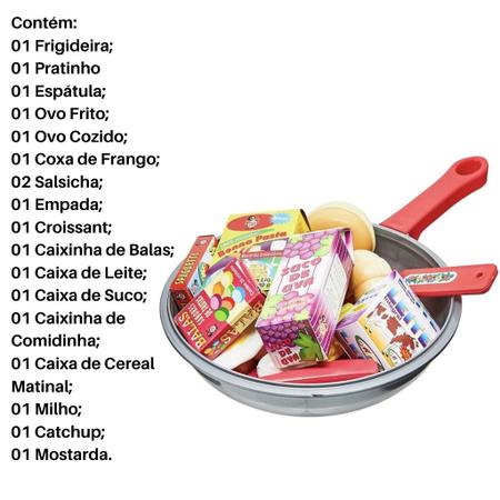 Kit Cozinha Infantil com Frigideira, Ovo e Salsicha - 7 Peças