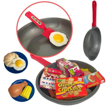 Kit Cozinha Infantil com Frigideira, Ovo e Salsicha - 7 Peças - Jogo de  Panelinhas e Comidinhas