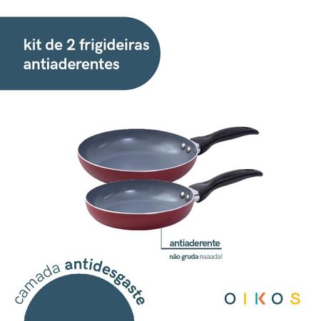 Kit Frigideiras Antiaderentes Oikos Base 18cm e 20cm Imagem de Kit Frigideiras Antiaderentes Oikos Base 18cm e 20cm