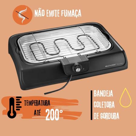 Imagem de kit Fritadeira Elétrica Sem Óleo Air Fryer Botão Digital Churrasqueira 1800W Coletor De Gordura Grill Grelha Inox 40cm