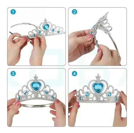 Imagem de Kit Frozen Elsa 3pcs Acessórios Elsa Varinha Coroa Trança
