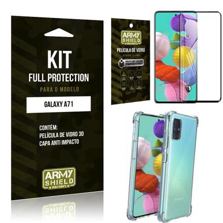 Imagem de Kit Full Protection Galaxy A71 Película de Vidro 3D + Capa Anti Impacto - Armyshield