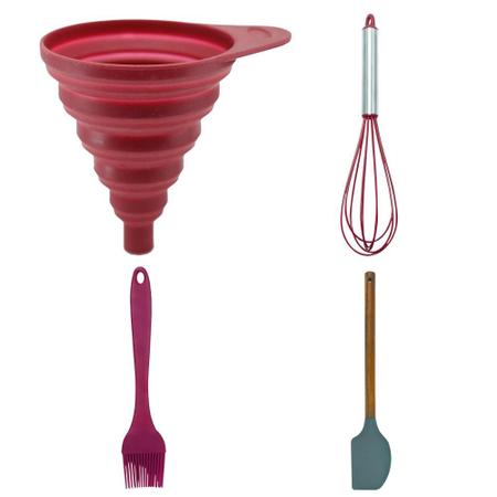 Kit Funil + Batedor de Ovos + Pincel + Rapa-Tudo para cozinha - Tuut Imagem de Kit Funil + Batedor de Ovos + Pincel + Rapa-Tudo para cozinha - Tuut