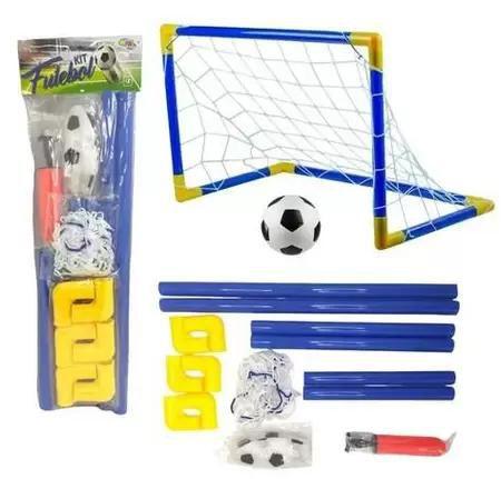 Imagem de Kit futebol Mini Trave Rede + Bola infantil 15 Peças - Wellkids