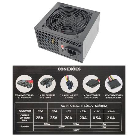 Imagem de Kit Gabinete Gamer C2-2901 + Fonte 600w