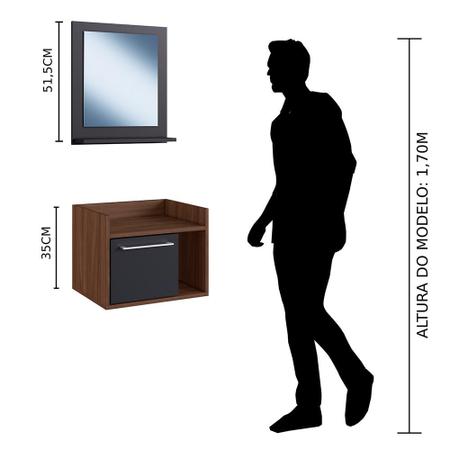 Imagem de Kit Gabinete para Banheiro Suspenso 45cm sem Cuba e com Espelheira Estilare Móveis