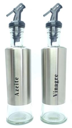 Kit Galheteiro c/ 2 - Vinagre e Azeite - Vidro/Inox - Kit Girl Imagem de Kit Galheteiro c/ 2 - Vinagre e Azeite - Vidro/Inox