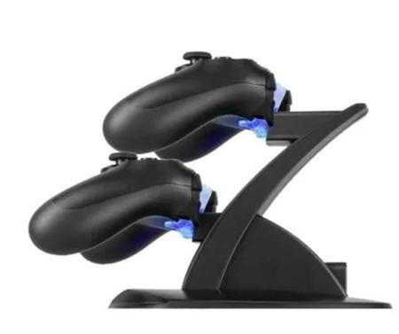 Imagem de Kit Gamer Base Carregadora Duplo Charge Compatível Com Controle Ps4  Playstation 4