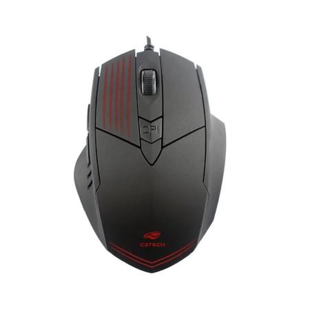 Imagem de Kit Gamer C3Tech Mouse 2400 DPI 6 Botões MG-10BK e Teclado USB 2.0 Preto e Vermelho KG-10BK