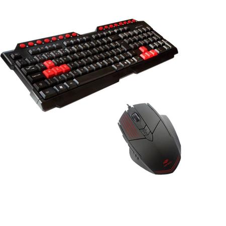 Imagem de Kit Gamer C3Tech Mouse 2400 DPI 6 Botões MG-10BK e Teclado USB 2.0 Preto e Vermelho KG-10BK