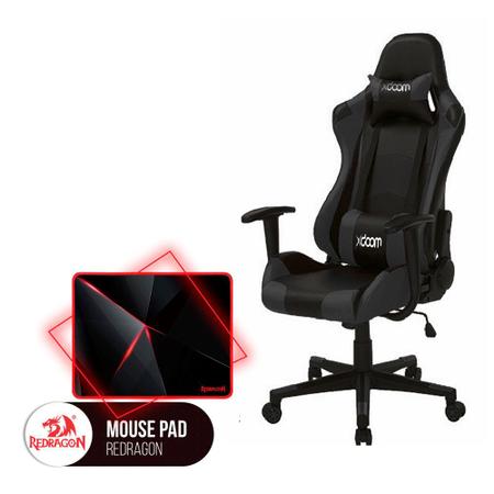 Imagem de Kit Gamer Cadeira Gamer Moob GT Racer Reclinável 180º Preto Com Mousepad Redragon Capricorn Vermelho