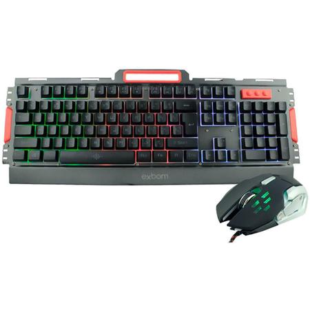 Imagem de Kit Gamer Teclado + Mouse Semimecânico com Iluminação Led e Acabamento em Metal Exbom BK-G3000