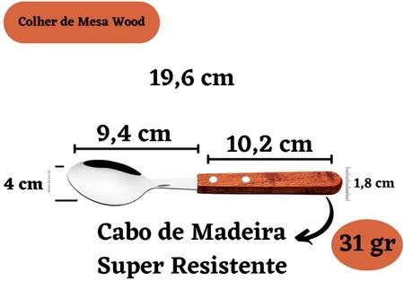 Imagem de Kit Garfo Faca Colher Wood 36 unidades Faqueiro Inox Cabo De Madeira