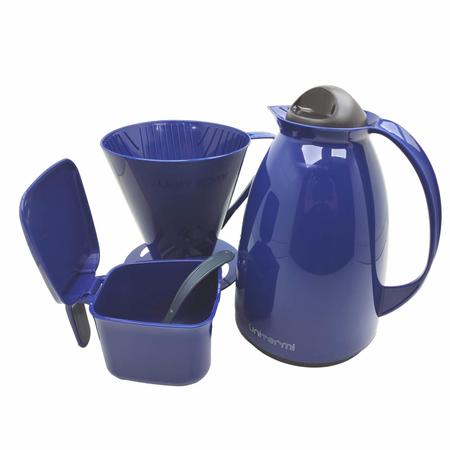 Kit Café Prático Garrafa Térmica 650ml com Suporte para Filtro e Açucareiro  350ml