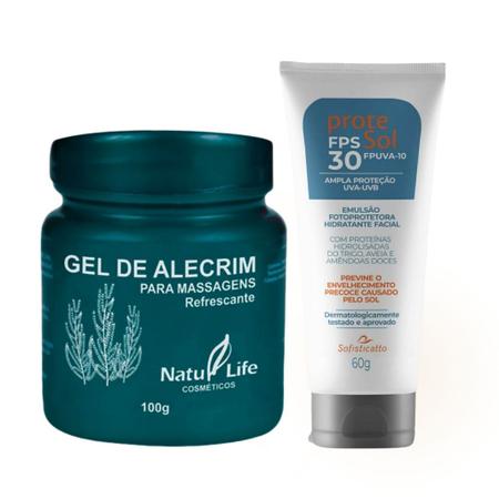 Imagem de Kit Gel de Alecrim Para Massagens Dor no corpo + Protetor Solar Protesol 30 FPS