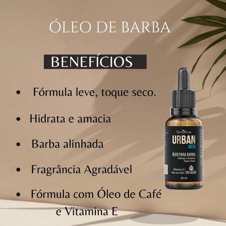 Imagem de Kit Gel Hidratante Facial Masculino 50g + Óleo de Barba Urban Men 30ml Homem Vegano Farmaervas