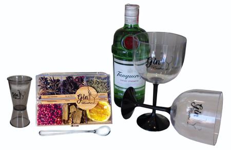 Kit Gin Tonica Tanqueray com taça, especiarias e dosador