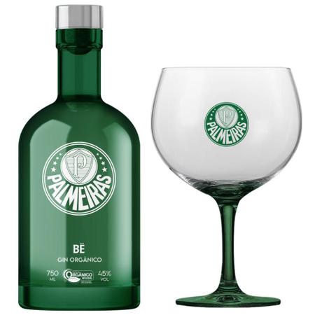 Imagem de Kit Gin BË Palmeiras Garrafa Verde 750 ml com taça