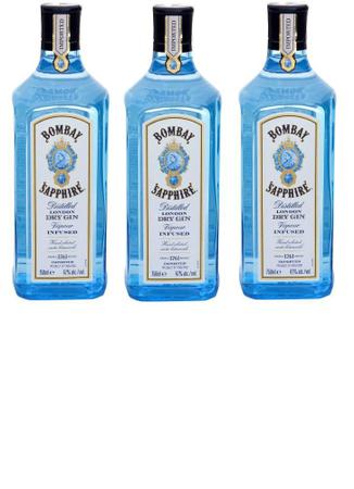 Imagem de Kit Gin Bombay Sapphire Dry London 750ml 3 unidades