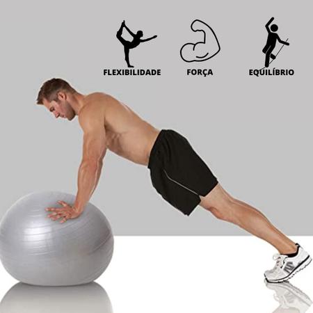 Imagem de kit ginastica em casa bola de pilates cinza 65cm+bomba de ar