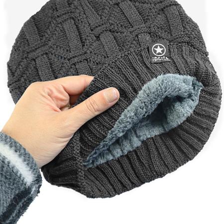 Imagem de Kit Gorro de Frio e Cachecol Estilo Gola - Cinza