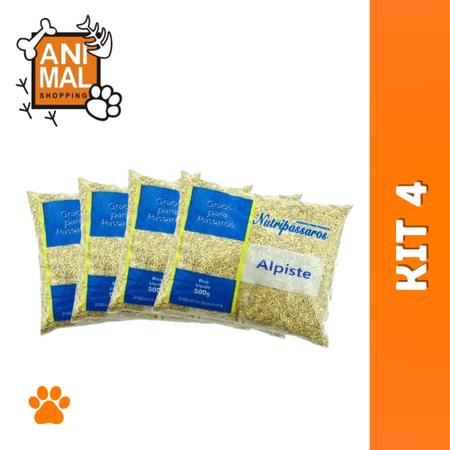 Imagem de Kit Grãos Para Pássaros Alpiste Nutripássaros - 2Kg - 4 pacotes de 500g - Nutripassaros