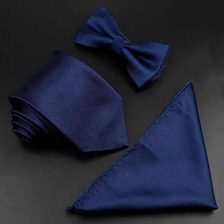 Imagem de Kit Gravata masculina Com Lenço + gravata borboleta